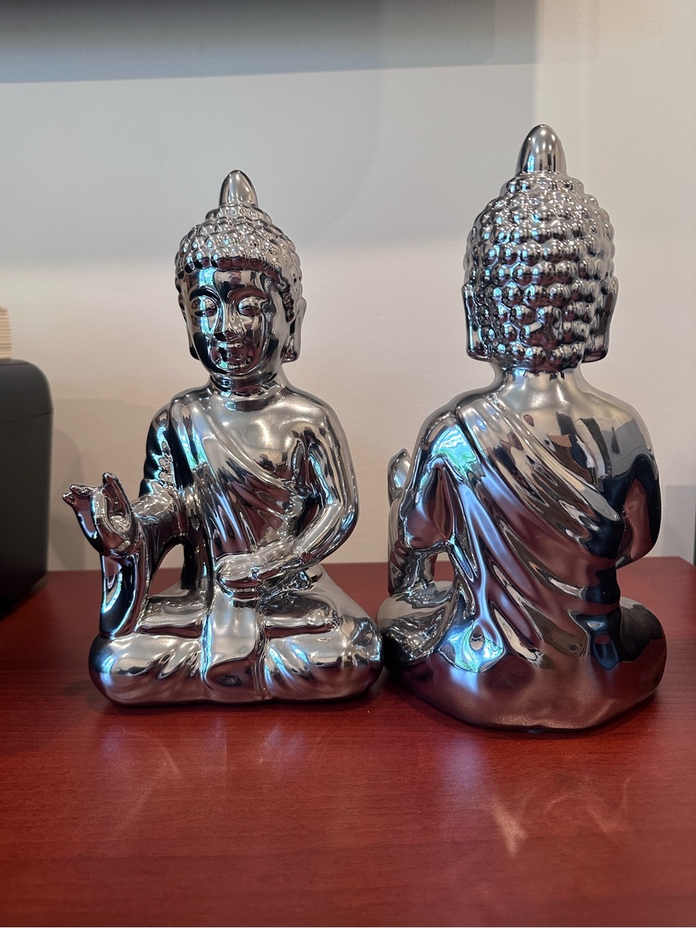 Pier 1 Imports Silver Buddha Statues Bookends Pair of Two (2) - Picture 4 of 10